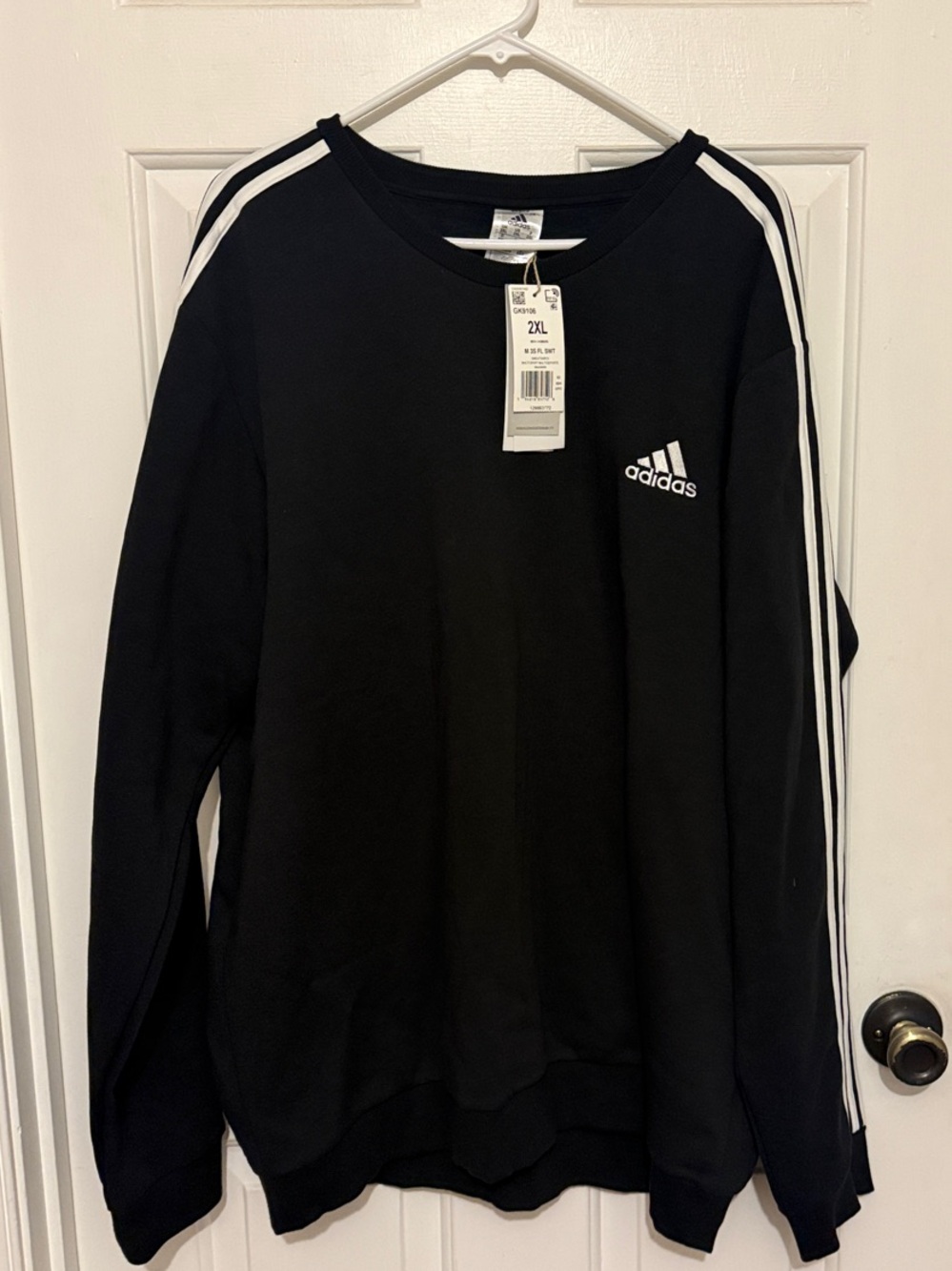 adidas Black Crewneck Sweatshirt with White 3-Stripes